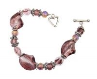 Bracelet - B35 - Handmade Murano Glass & Fire-Polished Beads - Toggle Closure ~ Lt. Amethyst Twist