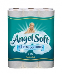 Angel Soft Bath Tissue Regular Roll, White, 24 Count