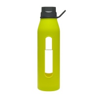 Takeya Classic Glass Water Bottle with Silicone Sleeve, Black/Green Apple, 22-1/2-Ounce