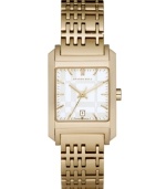 An instant staple in your watch rotation, this golden Burberry timepiece flaunts structured grace.