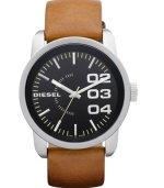 A handsome leather timepiece with eye-catching details from Diesel.