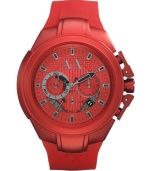 The perfect watch when you're looking to grab attention. This AX Armani Exchange chronograph features bold red color and exact precision.