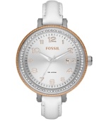 An oversized case contrasts gorgeously with the ultra-thin strap of this Bridgette watch by Fossil.