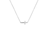 apop nyc Mini Sterling Silver Sideways Cross Necklace 16 inch - 18 inch