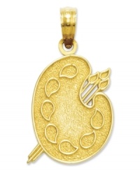 The perfect gift for the aspiring Van Gogh or Picasso. This intricate charm features a textured painter's palette in 14k gold. Chain not included. Approximate length: 4/5 inch. Approximate width: 3/5 inch.