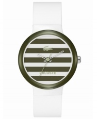 A sporty Goa unisex watch from Lacoste with preppy stripes for an All-American look.