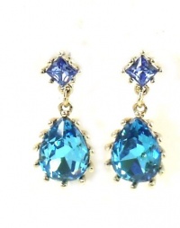 Betsey Johnson Iconic Blue Lagoon Crystal Drop Earrings New 2013