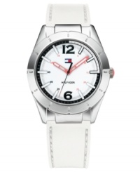 This modern sport watch from Tommy Hilfiger features a reversible silicone strap. Show your light or dark side, depending on your mood.