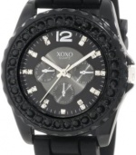 XOXO Women's XO8041 Rhinestone Accent Black Silicone Strap Watch