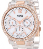 XOXO Women's XO5528 Clear Bracelet with Rhinestones on Rose Gold Case Watch