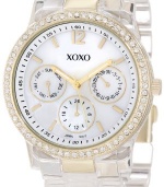 XOXO Women's XO5527 Clear Bracelet with Rhinestones on Gold Case Watch