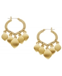 Inspire your look with a little multicultural style. Lauren by Ralph Lauren's Kashmir earrings feature teardrop-shaped charms and a click hoop setting in gold tone mixed metal. Approximate drop: 1-1/2 inches. Approximate diameter: 1 inch.