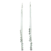 Glamorous Triple Strand Rhinestone Drop Fashion Earrings, 5 1/4 Inches Long. Super-Sexy!