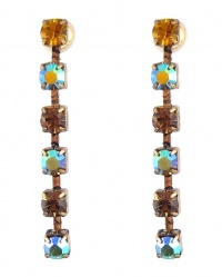 Earrings - Gold Tone Swarovski (tm) Crystals ~ Topaz Mix (FB59)