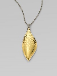 From the Palu Collection. An exquisitely, radiant 22k gold and sterling silver piece with an elegant, hammered texture detail on a sterling silver link chain. 22k goldSterling silverLength, about 30Pendant size, about 2¾Lobster clasp closureImported 