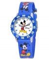 M-I-C-K-E-Y! Help your kids stay on time with this fun Time Teacher watch from Disney. Featuring iconic character Mickey Mouse, his arms act as the hour and minute hands, clearly labeled for easy reading.