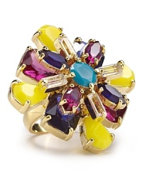 The floral motif makes an entrance on this kate spade new york ring, which features a colorfully clustered topper.