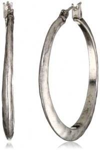 Lucky Brand Silver-Tone Hammered Round Hoop Earrings