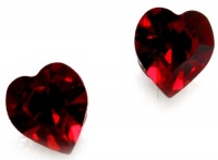 Precious Small 1/4 Multi-faceted Sparkling Ruby Red Genuine Swarovski Crystal Heart Stud Earrings