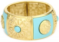 T Tahari Marrakesh Gold and Turquoise-Color Wide Stretch Bracelet