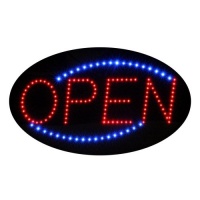 Open LED Sign With Animation and Power (On & off) two Switchs for Business (Red & Blue Neon Lights)