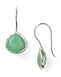 Coralia Leets has refined daytime jewelry by blending natural stones with elegantly simple construction. Here the designer combines chrysophase and sterling silver to create a pair of delicate drop earrings.