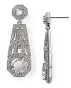 An elaborate, Art Deco look defines this pair of Lora Paolo drop earrings, which dazzle with an ornate array of dangling cubic zirconia stones and crystals.