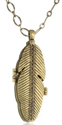 Lucky Brand Locket Gold Feather Necklace