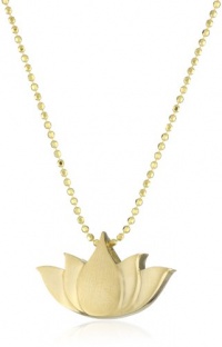 Alex Woo Little Faith Yellow Gold Lotus Pendant Necklace