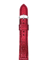 A bold hue colors this vibrant Michele watch strap made from finely textured leather.