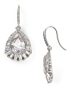 A drop of specially set crystals illuminate these Carolee earrings which dangle from slender French wire backs.