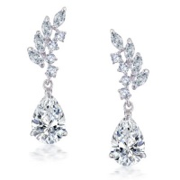 Bling Jewelry CZ Marquise Cut Leaves Pippa Middleton Inspired Teardrop Earrings