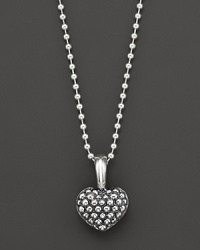 A beaded heart and chain give Lagos' sterling silver pendant necklace a downtown edge. Designed by Lagos.