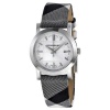 Burberry Women's BU1386 Check Engraved Silver Dial Fabric Check Strap Watch