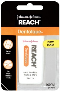 Reach Dentotape, Unflavored, Waxed Floss, 100 Yard (Pack of 6)