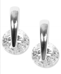 Add a wealth of radiant sparkle in one small crystal drop with these beautiful earrings from Givenchy. In silvertone mixed metal with clear stones. Each measures approximately 1/2 inch.