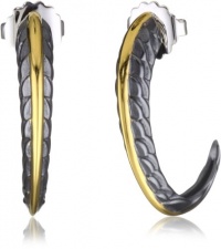 Elizabeth and James Audubon Sterling Silver and Plated 23K Gold Feather Small Hoop Earrings