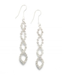 The bottom line: Charter Club's infinity linear earrings are an elegant addition to your special occasion wardrobe. Crafted in silver tone mixed metal with a sparkling selection of glass accents. Approximate drop: 2-1/2 inches.