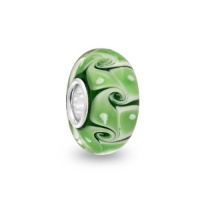 Bling Jewelry Green Swirl Sterling Silver Murano Glass Bead Troll Pandora Compatible