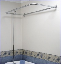 Add-on Shower Set for Clawfoot Tub - Diverter Faucet, Riser, and D shaped Shower Rod