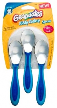 Gerber Graduates BPA Free 3 Pack Kiddy Cutlery Spoons, Colors May Vary