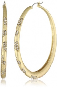 ABS By Allen Schwartz Pave Beach Gold-Tone Scattered Pave Hoop Earrings