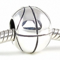 B22 Basketball .925 Sterling Silver Charm Pandora, Chamilia, Biagi & European Bracelets Compatible.