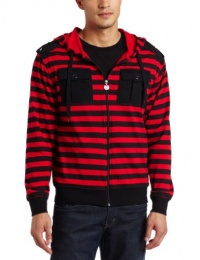 Southpole Young Mens Printed Stripe Long Sleeve Hoody With Epaulettes And Pocket Detail