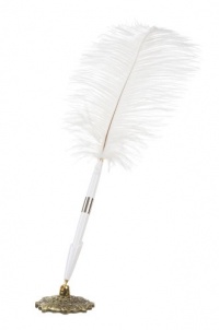 Darice 35451-01 Feather Pen with Holder, White