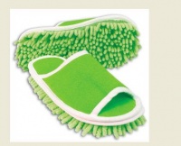 Green Slipper Genie Microfiber Cleaning Slippers