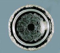 15 ROMANTICA COLLECTION SILVER ROUND TRAY