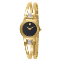 Movado Women's 604984 Amorosa Gold-Plated Diamond Accented Bangle Bracelet Watch