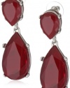 Kenneth Jay Lane Silver and Ruby Teardrop Earrings