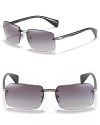 Emanate chic beach style in rectangle rimless sunglasses with gradient lenses from Prada.